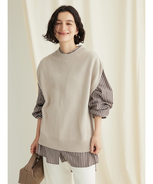 CRAFT STANDARD BOUTIQUE（クラフトスタンダードブティック）の「クルーネックニットベスト（ベスト・レディース・マスタード/ブラック/グレイッシュベージュ・FREE）」の7枚目の写真