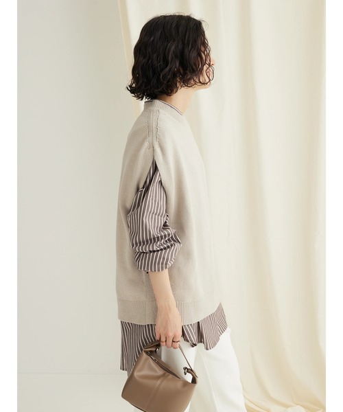 CRAFT STANDARD BOUTIQUE（クラフトスタンダードブティック）の「クルーネックニットベスト（ベスト・レディース・マスタード/ブラック/グレイッシュベージュ・FREE）」の8枚目の写真