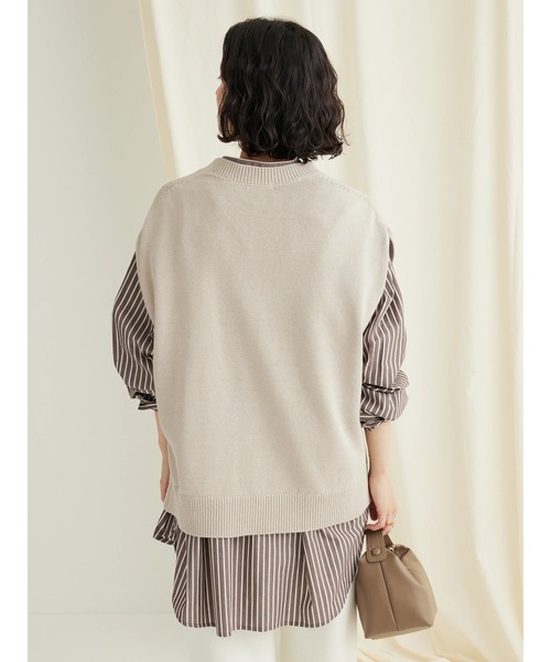 CRAFT STANDARD BOUTIQUE（クラフトスタンダードブティック）の「クルーネックニットベスト（ベスト・レディース・マスタード/ブラック/グレイッシュベージュ・FREE）」の9枚目の写真