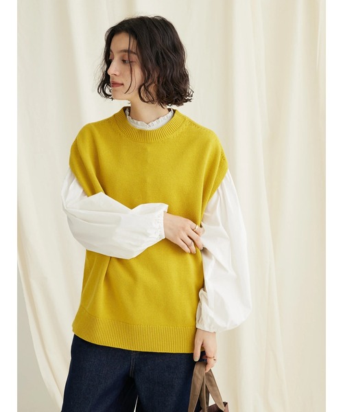 CRAFT STANDARD BOUTIQUE（クラフトスタンダードブティック）の「クルーネックニットベスト（ベスト・レディース・マスタード/ブラック/グレイッシュベージュ・FREE）」の16枚目の写真