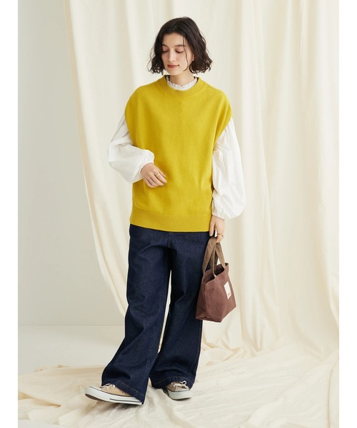 CRAFT STANDARD BOUTIQUE（クラフトスタンダードブティック）の「クルーネックニットベスト（ベスト・レディース・マスタード/ブラック/グレイッシュベージュ・FREE）」の20枚目の写真