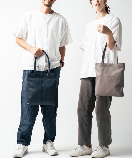 【セール】シュリンクレザー マグネットボタン式 薄マチ ミニトートバッグ（トートバッグ）｜MURA（ムラ）