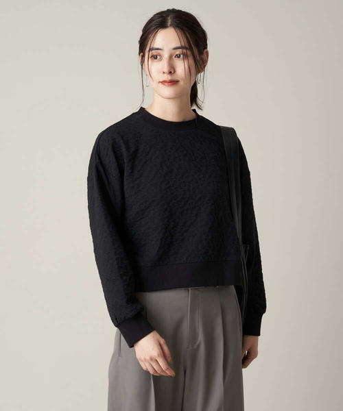 a.v.v(アーヴェヴェ)の「ふくれジャガードショート丈トップス(Tシャツ/カットソー・レディース・アイボリー/ブラック/レッド・38/36/40/42/34)」の13枚目の写真