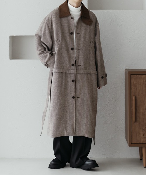 セール】2WAYヘリンボーンコートブルゾン（ステンカラーコート