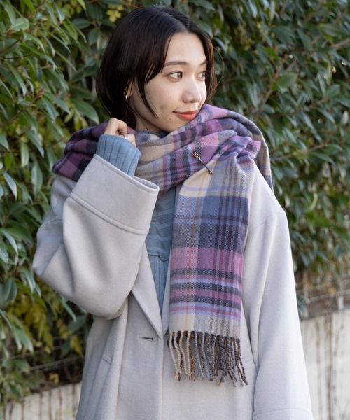 イタリア製ポロラルフローレン❤️パープル系チェックストール(ビームス イタリア製ポロラルフローレン❤️パープル系チェックストール