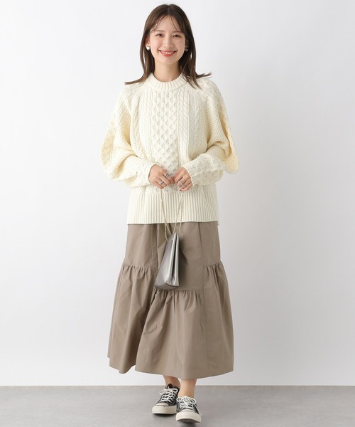 LEPSIM（レプシィム）の「タフタ切り替えギャザースカート　967155（スカート・レディース・アイボリー/ブラック/ブラウン・FREE）」の10枚目の写真