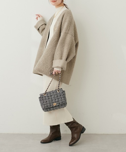 natural couture（ナチュラルクチュール）の「フェイクリングウールリバーシブルトッパー（ノーカラーコート・レディース・モカ/ライトベージュ/グレー/ブラック・FREE）」の22枚目の写真