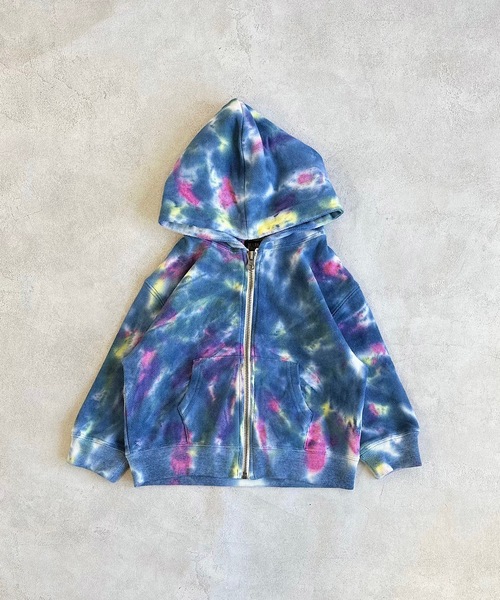 BIG FIELD（ビッグフィールド）の「タイダイジップパーカー（90～150cm）（パーカー・キッズ・ブルー/オレンジ・110/150/140/120/90/130/100）」の2枚目の写真