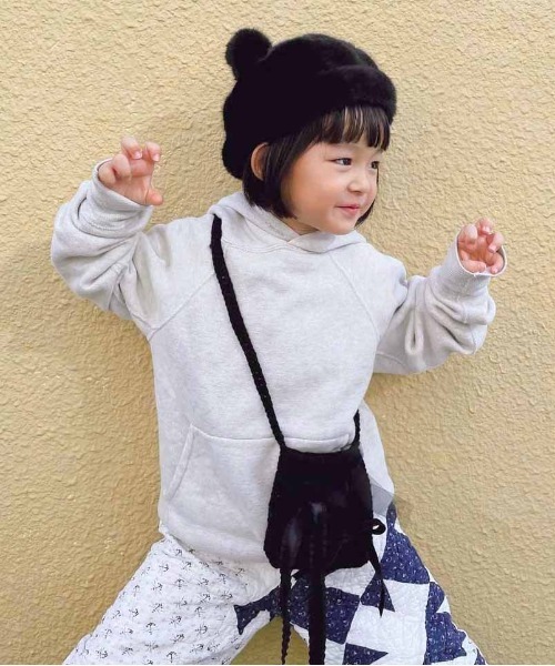 Casselini(キャセリーニ)の「Casselini(キャセリーニ)kidsくまねこロシア帽(ニットキャップ/ビーニー・キッズ・ブラック/レオパード・FREE)」の2枚目の写真