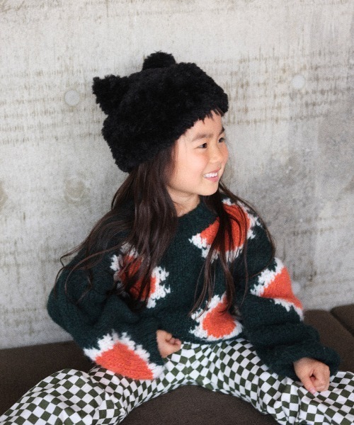 Casselini(キャセリーニ)の「Casselini(キャセリーニ)kidsくまねこロシア帽(ニットキャップ/ビーニー・キッズ・ブラック/レオパード・FREE)」の13枚目の写真