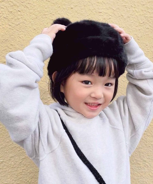 Casselini(キャセリーニ)の「Casselini(キャセリーニ)kidsくまねこロシア帽(ニットキャップ/ビーニー・キッズ・ブラック/レオパード・FREE)」の15枚目の写真