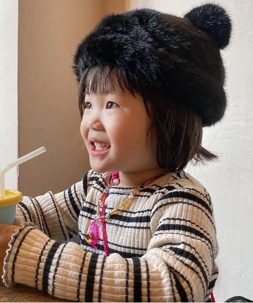 Casselini(キャセリーニ)の「Casselini(キャセリーニ)kidsくまねこロシア帽(ニットキャップ/ビーニー・キッズ・ブラック/レオパード・FREE)」の17枚目の写真