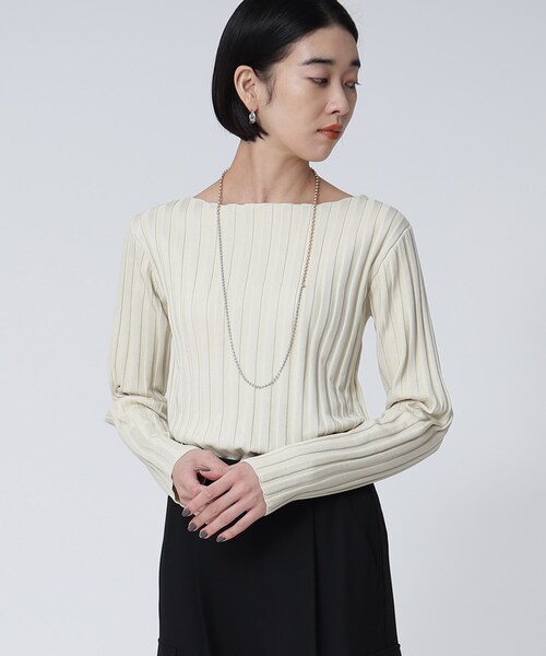 GALLEST（ギャレスト）の「ワイドリブボートニット（ニット/セーター・レディース・ダークオリーブ/ダークオレンジ/ライトベージュ/ブラック/グレー・38）」の3枚目の写真