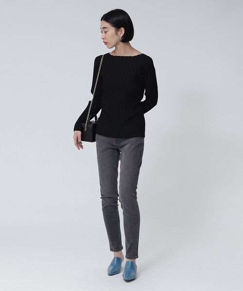 GALLEST（ギャレスト）の「ワイドリブボートニット（ニット/セーター・レディース・ダークオリーブ/ダークオレンジ/ライトベージュ/ブラック/グレー・38）」の10枚目の写真