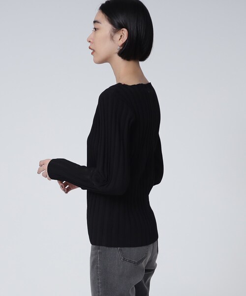 GALLEST（ギャレスト）の「ワイドリブボートニット（ニット/セーター・レディース・ダークオリーブ/ダークオレンジ/ライトベージュ/ブラック/グレー・38）」の11枚目の写真