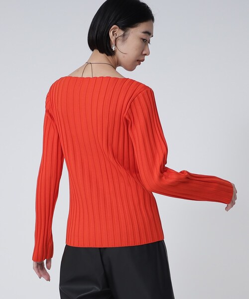 GALLEST（ギャレスト）の「ワイドリブボートニット（ニット/セーター・レディース・ダークオリーブ/ダークオレンジ/ライトベージュ/ブラック/グレー・38）」の17枚目の写真