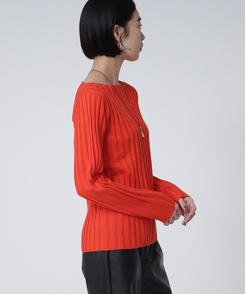 GALLEST（ギャレスト）の「ワイドリブボートニット（ニット/セーター・レディース・ダークオリーブ/ダークオレンジ/ライトベージュ/ブラック/グレー・38）」の18枚目の写真