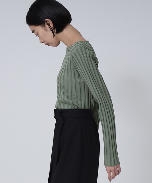 GALLEST（ギャレスト）の「ワイドリブボートニット（ニット/セーター・レディース・ダークオリーブ/ダークオレンジ/ライトベージュ/ブラック/グレー・38）」の20枚目の写真