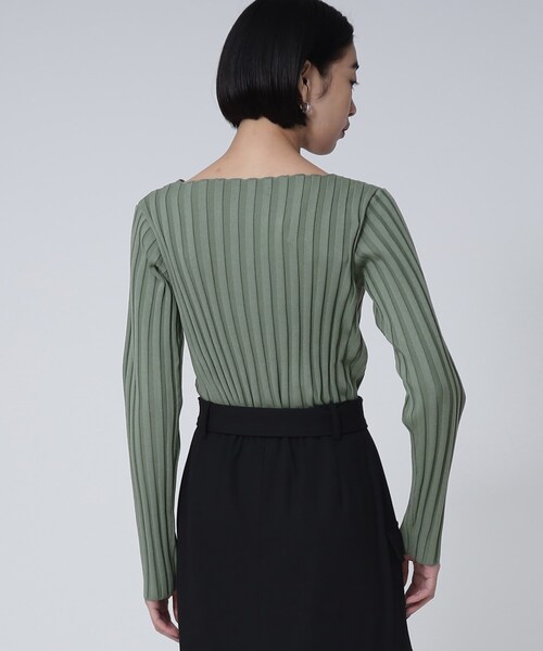 GALLEST（ギャレスト）の「ワイドリブボートニット（ニット/セーター・レディース・ダークオリーブ/ダークオレンジ/ライトベージュ/ブラック/グレー・38）」の21枚目の写真