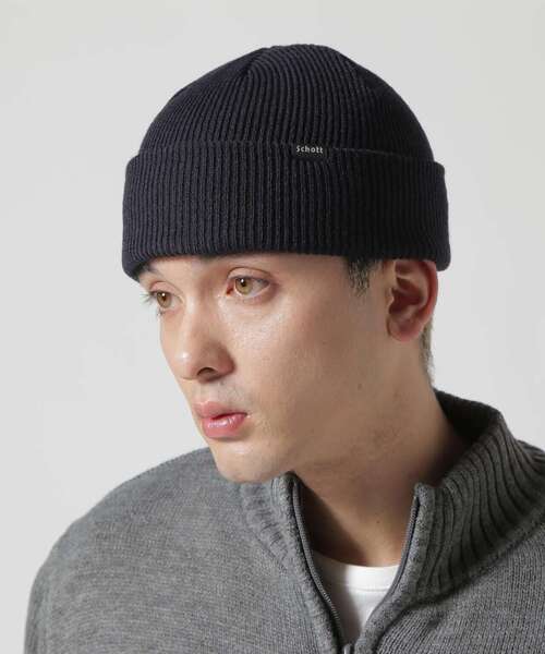 schott(ショット)の「Schott/ショット/KNIT CAP/ニットキャップ(ニットキャップ/ビーニー・メンズ・ネイビー/ブラック・F)」の4枚目の写真