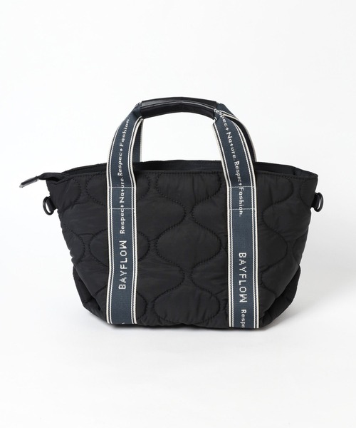 BAYFLOW（ベイフロー）の「ロゴテープキルティングトート（トートバッグ・レディース・ブラック/オフホワイト・FREE）」の5枚目の写真