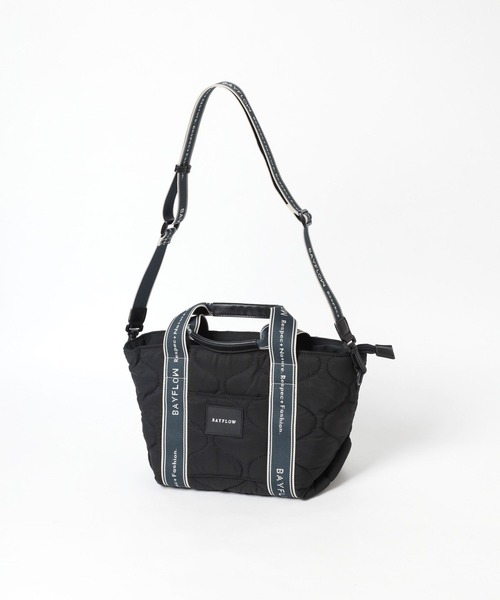 BAYFLOW（ベイフロー）の「ロゴテープキルティングトート（トートバッグ・レディース・ブラック/オフホワイト・FREE）」の6枚目の写真