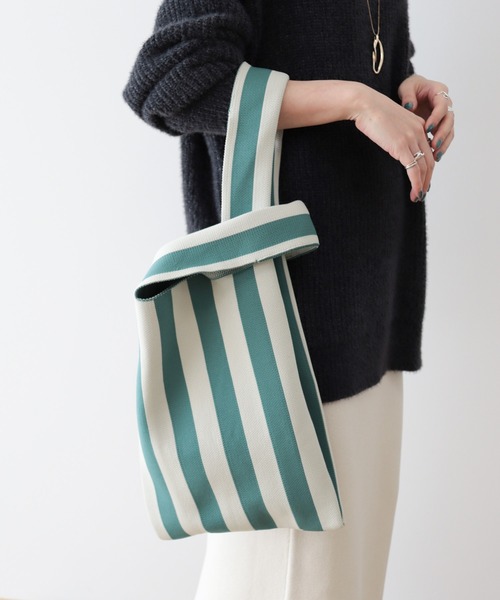 AMERICAN HOLIC(アメリカンホリック)の「エコカルットニットジャガードBAG<エコ・軽い・ニット>(エコバッグ/サブバッグ・レディース・ストライプ/ドット/チェック・FREE)」の2枚目の写真