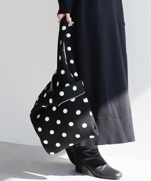 AMERICAN HOLIC(アメリカンホリック)の「エコカルットニットジャガードBAG<エコ・軽い・ニット>(エコバッグ/サブバッグ・レディース・ストライプ/ドット/チェック・FREE)」の3枚目の写真