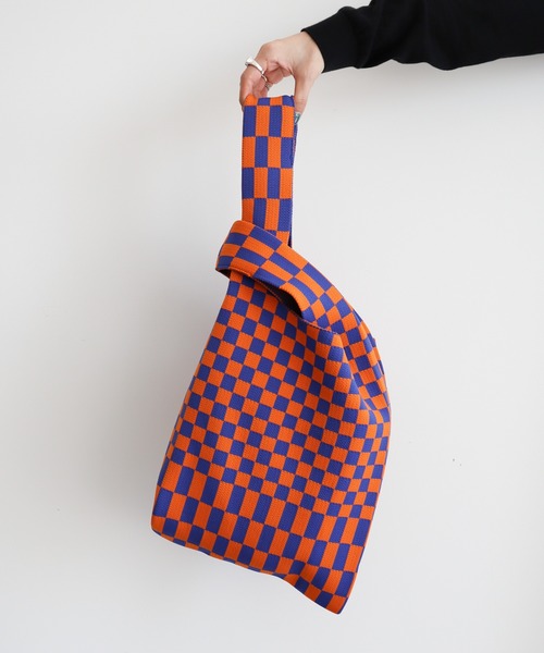 AMERICAN HOLIC(アメリカンホリック)の「エコカルットニットジャガードBAG<エコ・軽い・ニット>(エコバッグ/サブバッグ・レディース・ストライプ/ドット/チェック・FREE)」の1枚目の写真