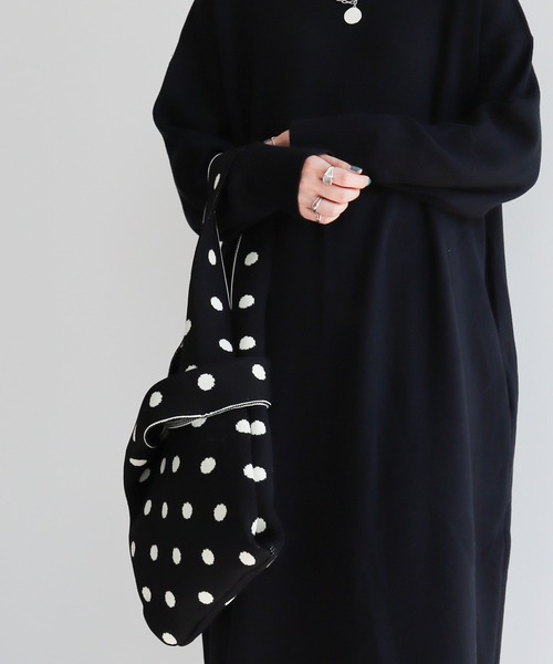 AMERICAN HOLIC(アメリカンホリック)の「エコカルットニットジャガードBAG<エコ・軽い・ニット>(エコバッグ/サブバッグ・レディース・ストライプ/ドット/チェック・FREE)」の6枚目の写真