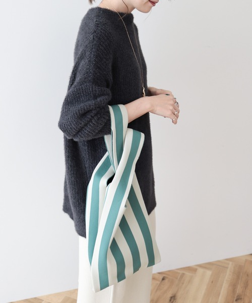AMERICAN HOLIC(アメリカンホリック)の「エコカルットニットジャガードBAG<エコ・軽い・ニット>(エコバッグ/サブバッグ・レディース・ストライプ/ドット/チェック・FREE)」の4枚目の写真
