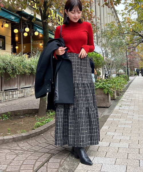 【tak24SS/新品/132,000円】Drawerツイードスカート セール】 千鳥ツイードミニスカート≪セットアップ対応≫ （ミニ