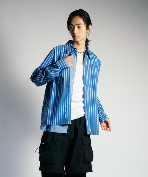 VI E DIT（ヴィエディット）の「レイヤードシャツ（シャツ/ブラウス・メンズ・グレー/ブラック系その他/ホワイト/サックスブルー/グレー系その他/ブルー系その他・SMALL/MEDIUM）」の21枚目の写真