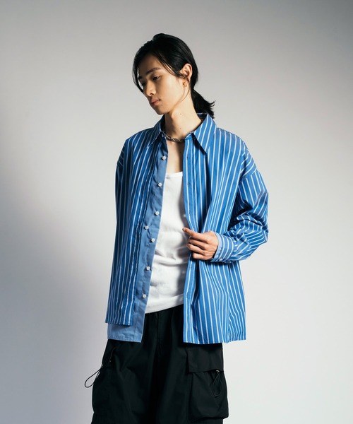 VI E DIT（ヴィエディット）の「レイヤードシャツ（シャツ/ブラウス・メンズ・グレー/ブラック系その他/ホワイト/サックスブルー/グレー系その他/ブルー系その他・SMALL/MEDIUM）」の22枚目の写真