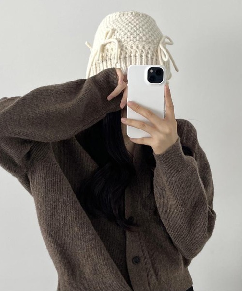 by muni:r（バイ ムニール）の「リボンニットバケットハット（ハット・レディース・アイボリー/ブラック・ONE SIZE）」の17枚目の写真