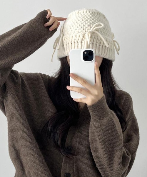 by muni:r（バイ ムニール）の「リボンニットバケットハット（ハット・レディース・アイボリー/ブラック・ONE SIZE）」の18枚目の写真