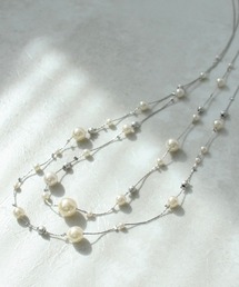 Three Four Time（スリーフォータイム）の「MIXパール2連ネックレス【結婚式/フォーマル/デイリー】（ネックレス）」