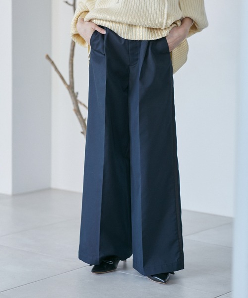 VIS(ビス)の「【洗える】サイドラインワイドパンツ(スラックス・レディース・ネイビー/ベージュ/キナリ・S/M)」の6枚目の写真