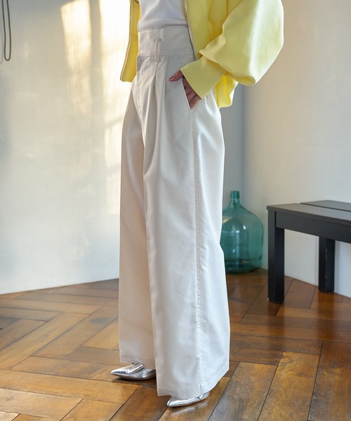 VIS(ビス)の「【洗える】サイドラインワイドパンツ(スラックス・レディース・ネイビー/ベージュ/キナリ・S/M)」の10枚目の写真