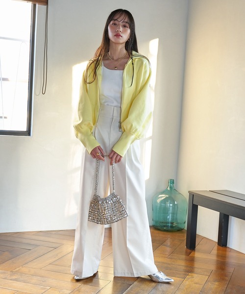 VIS(ビス)の「【洗える】サイドラインワイドパンツ(スラックス・レディース・ネイビー/ベージュ/キナリ・S/M)」の12枚目の写真