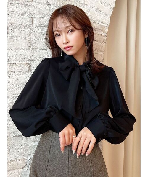 RESEXXY（リゼクシー）の「ボウタイデザインブラウス（シャツ/ブラウス・レディース・ブラック/アイボリー/ベージュ・FREE）」の12枚目の写真
