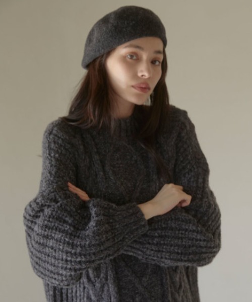ACYM(アシーム)の「Wool flat ベレー(ハンチング/ベレー帽・レディース・ブラック/グレー・FREE)」の6枚目の写真