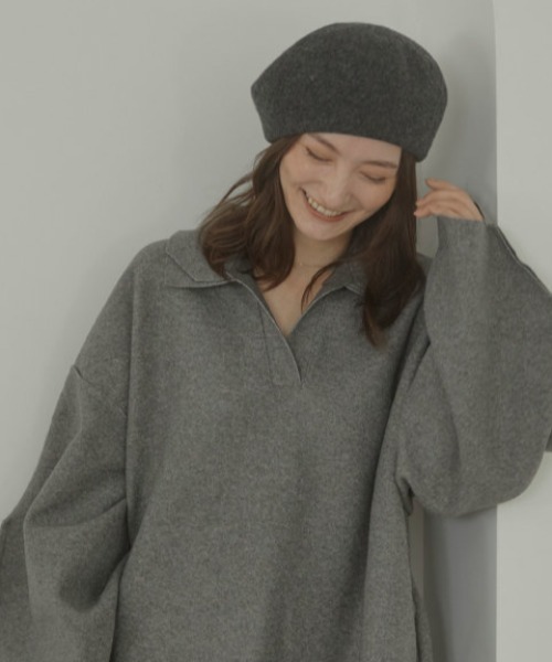 ACYM(アシーム)の「Wool flat ベレー(ハンチング/ベレー帽・レディース・ブラック/グレー・FREE)」の10枚目の写真