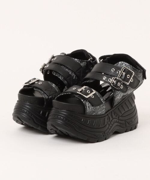 YOSUKE(ヨースケ)の「「YOSUKE/ヨースケ」厚底ベルティッドサンダル(サンダル・レディース・ブラック/ブラック×ホワイト/ホワイト系その他/グリーン系その他/ブラック×パープル/イエロー系その他/ガンメタ・22.5/23/23.5/24/24.5/25)」の7枚目の写真
