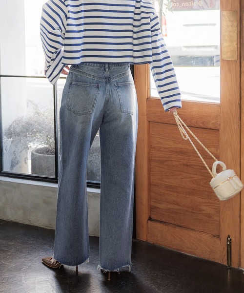 coca(coca)(コカ)の「ワイドストレートカットオフデニム(デニムパンツ・レディース・ブルー・M/L)」の8枚目の写真