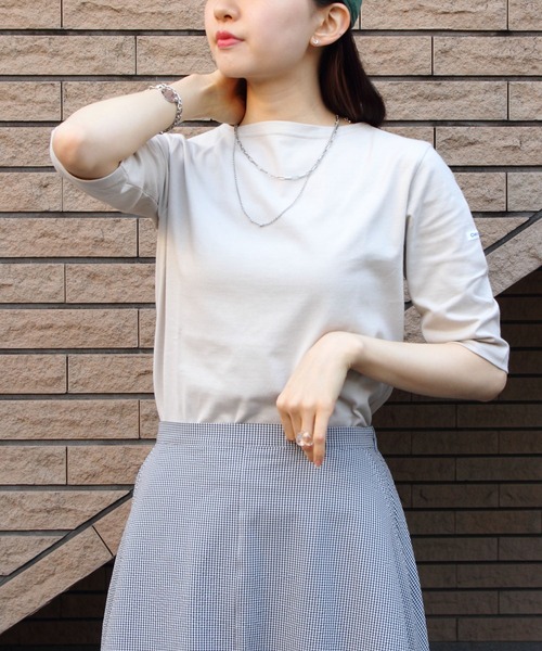 ORCIVAL(オーシバル)の「ORCIVAL/オーシバル ボートネックハーフスリーブプルオーバー ソリッド BOAT NECK HALF SLEEVEC SOLID OR-C0136 BFJ(Tシャツ/カットソー・レディース・ブラック/ホワイト/ベージュ/オートミール・2/1)」の3枚目の写真