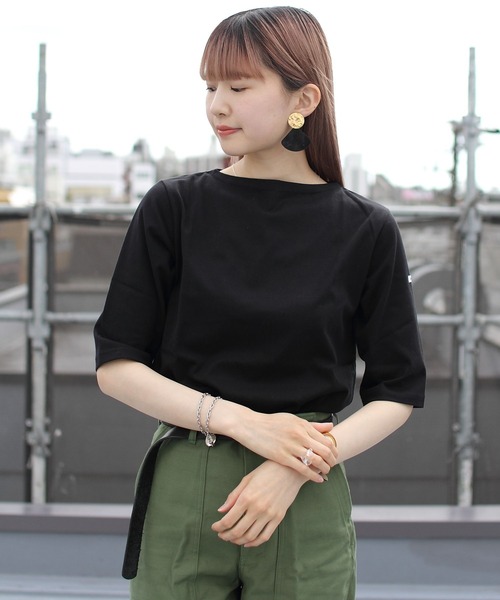 ORCIVAL(オーシバル)の「ORCIVAL/オーシバル ボートネックハーフスリーブプルオーバー ソリッド BOAT NECK HALF SLEEVEC SOLID OR-C0136 BFJ(Tシャツ/カットソー・レディース・ブラック/ホワイト/ベージュ/オートミール・2/1)」の5枚目の写真
