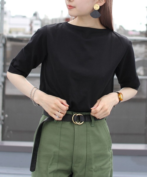 ORCIVAL(オーシバル)の「ORCIVAL/オーシバル ボートネックハーフスリーブプルオーバー ソリッド BOAT NECK HALF SLEEVEC SOLID OR-C0136 BFJ(Tシャツ/カットソー・レディース・ブラック/ホワイト/ベージュ/オートミール・2/1)」の20枚目の写真
