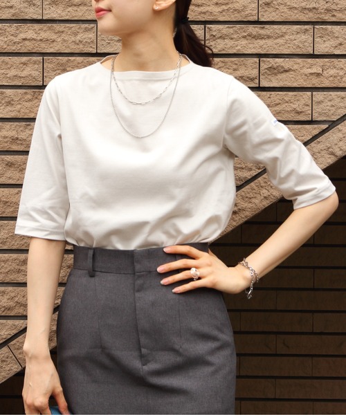 ORCIVAL(オーシバル)の「ORCIVAL/オーシバル ボートネックハーフスリーブプルオーバー ソリッド BOAT NECK HALF SLEEVEC SOLID OR-C0136 BFJ(Tシャツ/カットソー・レディース・ブラック/ホワイト/ベージュ/オートミール・2/1)」の21枚目の写真