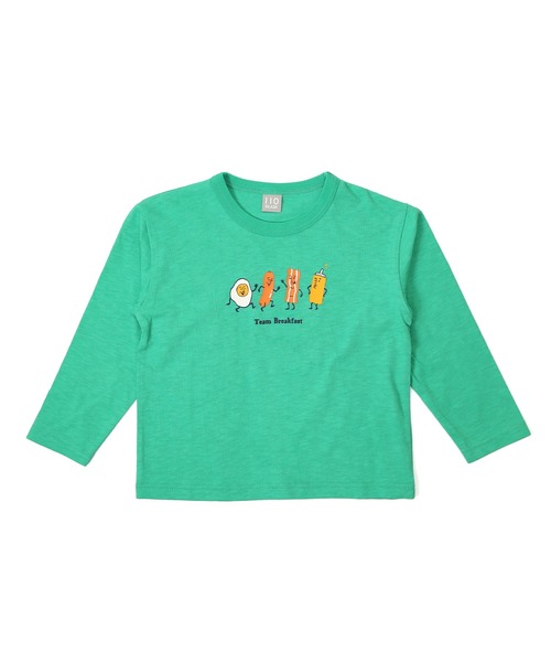 DILASH(ディラッシュ)の「朝ごはん長袖Tシャツ(Tシャツ/カットソー・キッズ・キナリ/チャコール/グリーン・90/100/110/120/130/140/80)」の1枚目の写真